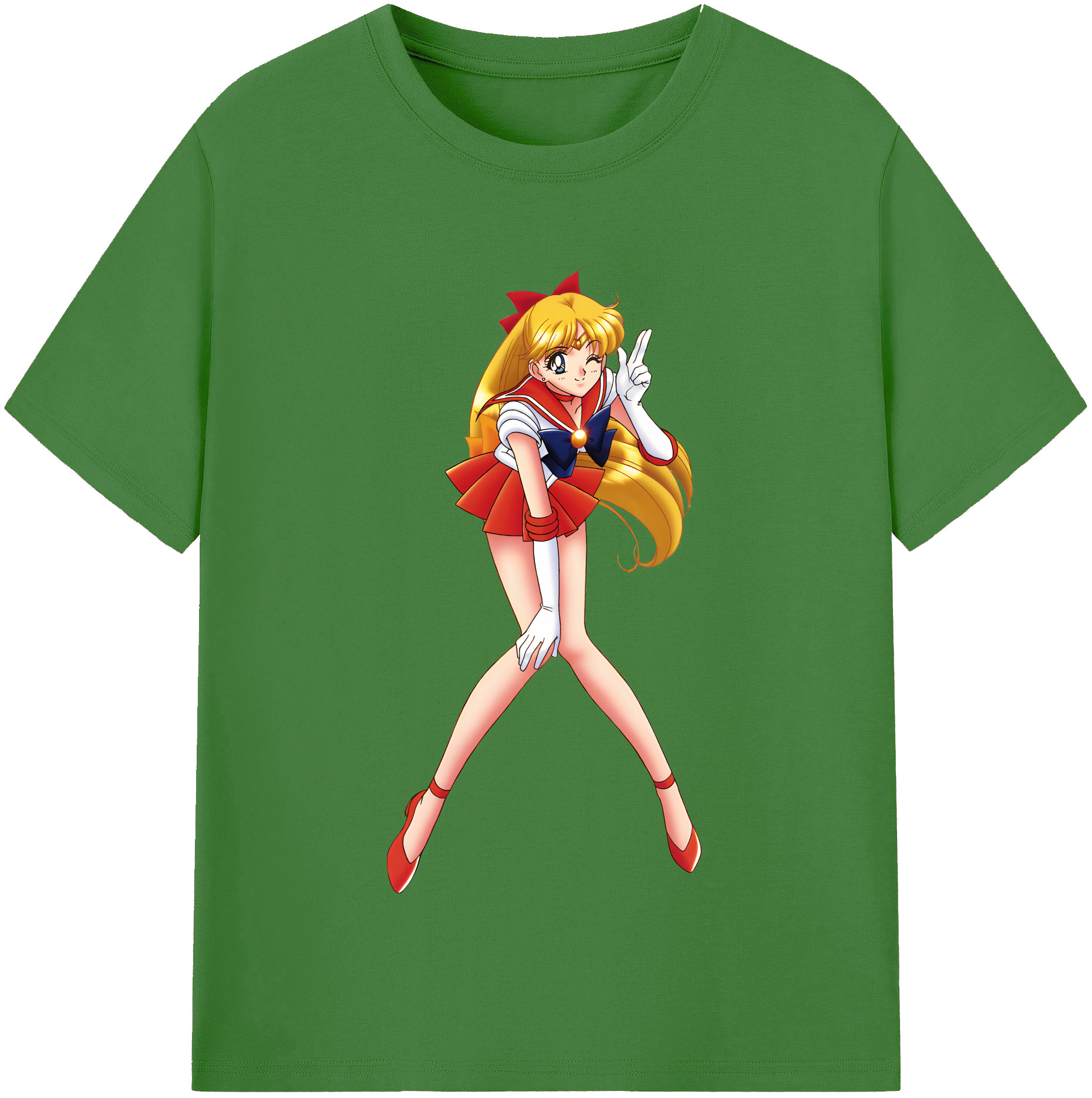 （画像用） 美少女戦士セーラームーン 愛野 美奈子 あいの みなこ Sailor Moon Aino Minako レディースカジュアルプリントTシャツ（綿100％）